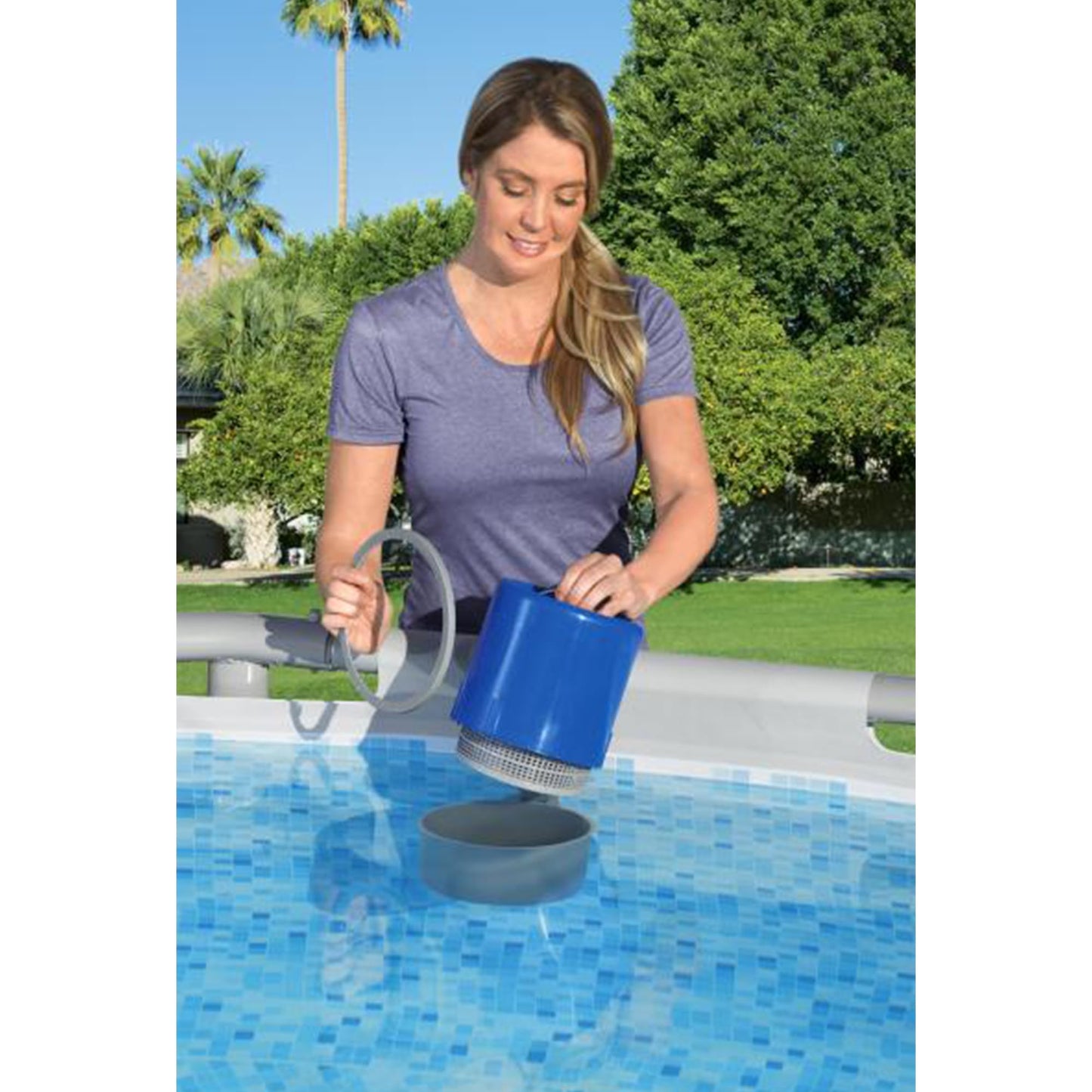Bestway Flowclear Pool Wall Mounted Automatic Pool Surface Skimmer for Above Ground Pools with 530 Gallon and Above Filter Pumps, White/Blue