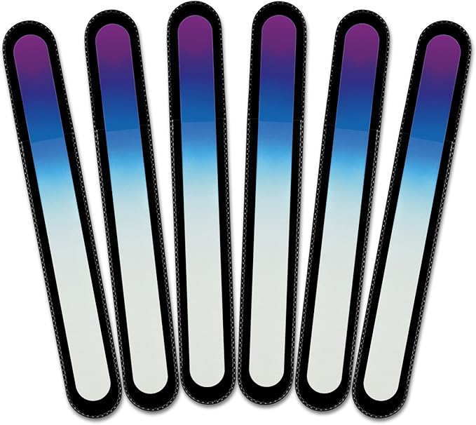 Mont Bleu Rainbow Crystal Nail File in Black Pouch - Large/Professional Size - Czech Tempered Glass - Handmade in Bohemia (Czech Republic)