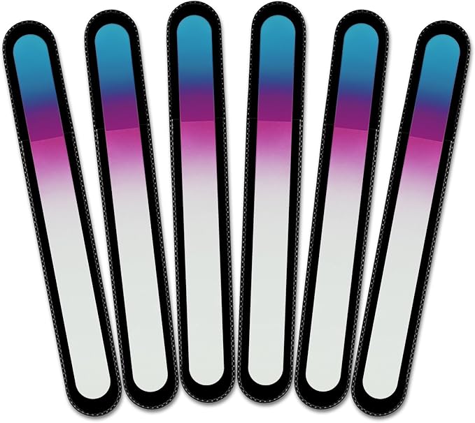 Mont Bleu Rainbow Crystal Nail File in Black Pouch - Large/Professional Size - Czech Tempered Glass - Handmade in Bohemia (Czech Republic)