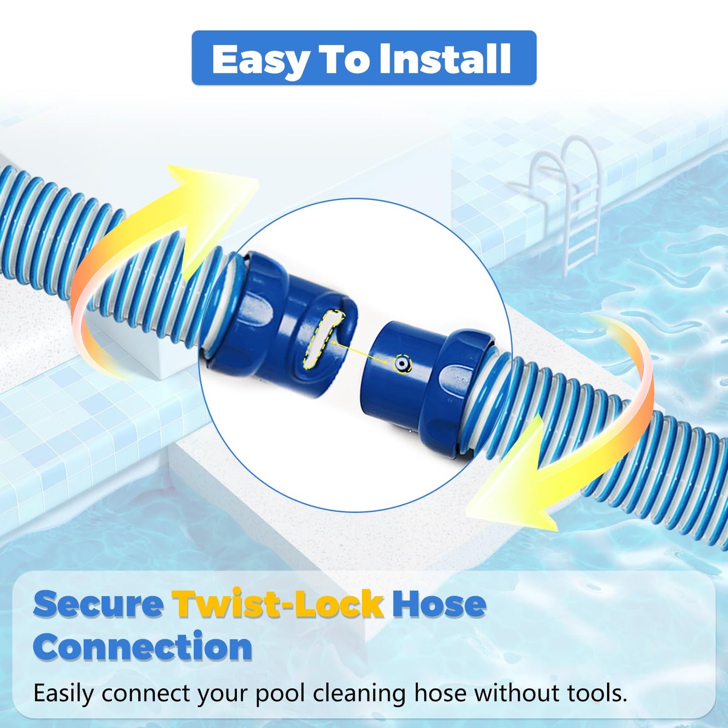 5-Pack Pool Cleaner Hose for X7 T3 T5 MX6 MX8, 39 in Swimming Pool Vacuum Hose Replacement Kit, R0527700 X38210S Twist Lock MX6 Replacement Parts