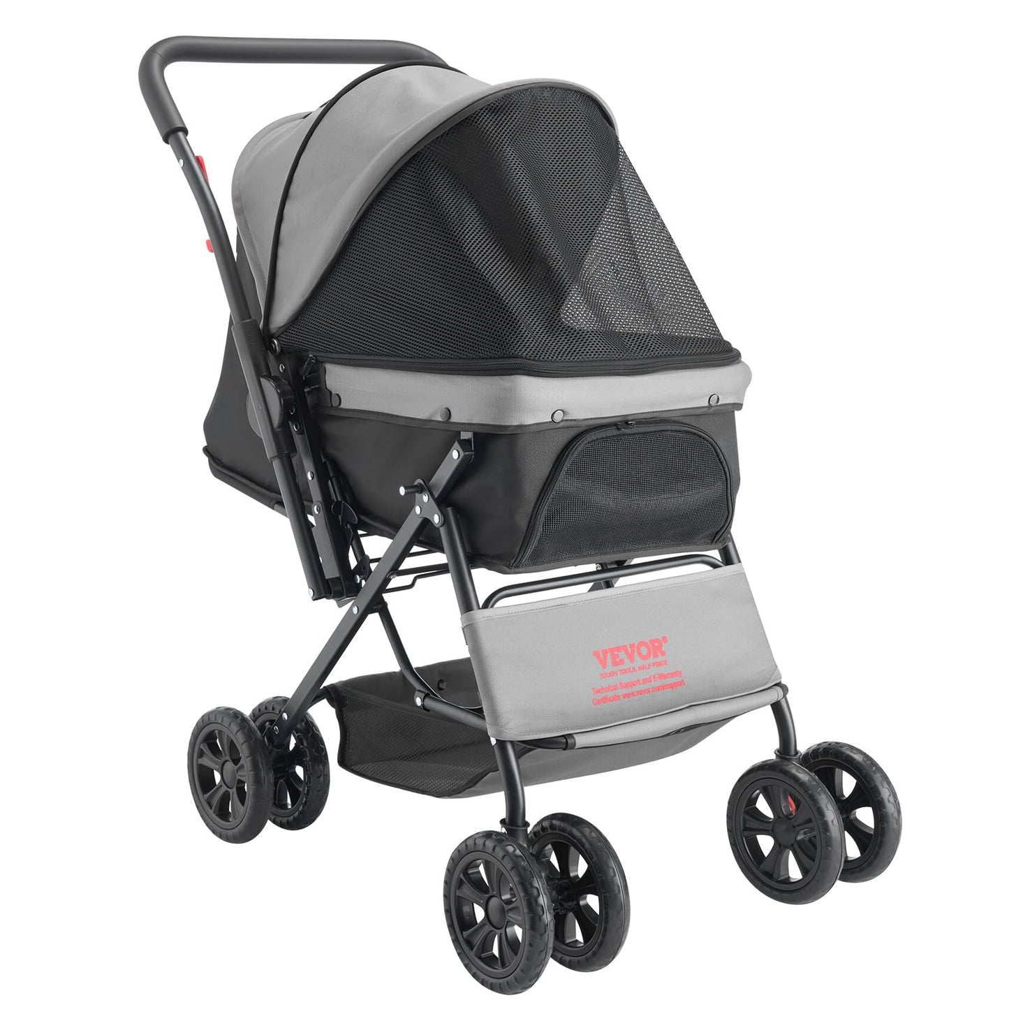 VEVOR Pet Stroller, 44 lbs Weight Capacity, Foldable Dog Cart, 4 Wheels Cats Stroller with Mesh Windows & Revrsible Handle, Portable Pet Carrier with Brake, for Small to Medium Pets