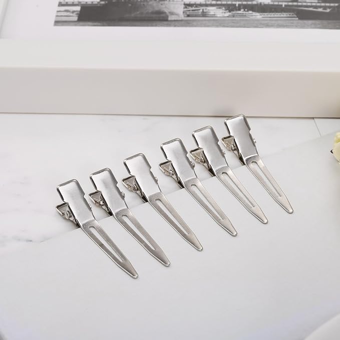 Hicarer 1.75 Inches Single Prong Hair Clips, 50 Pack - Durable Metal Alligator Clips for Dreads Lock Clips, Hair Extensions, Pin Curls, Hair Pins