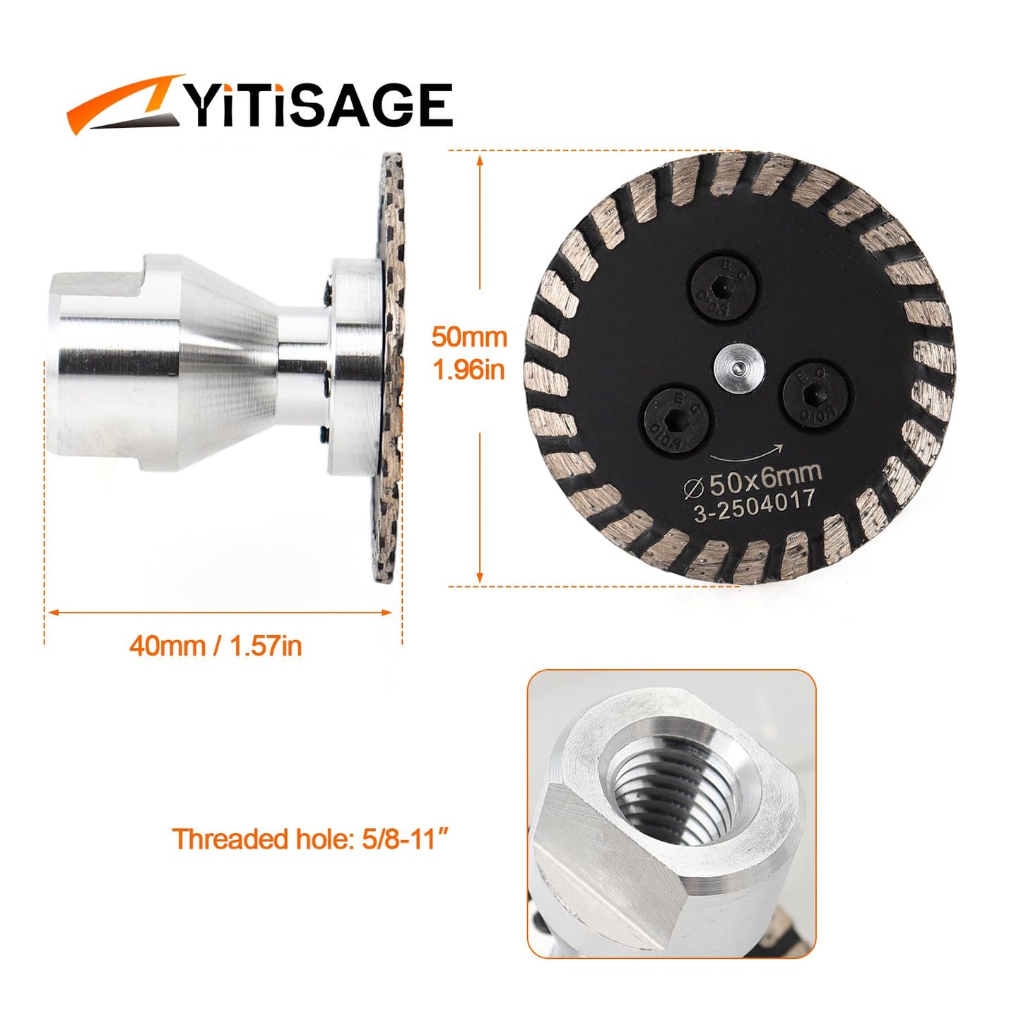 YITISAGE Diamond Turbo Mini Engraving Saw Blades with RemovabIe Flange 5/8-11 Cutting Disc for Carving Concrete Marble Granite Stone（50mm）