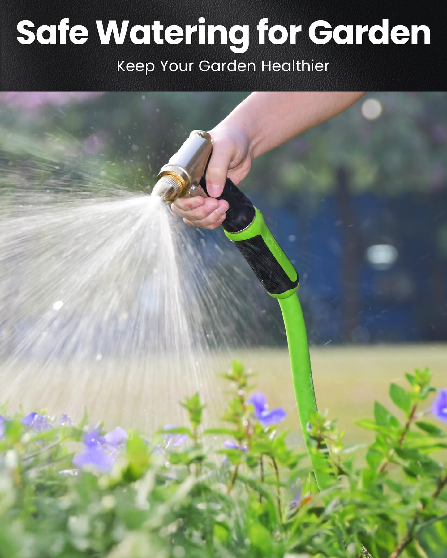 RAINPOINT Garden Hose 50ft - Flexible Heavy Duty Water Hose with Swivel Handle - Lightweight, Hybrid Rubber, 5/8", Male to Female