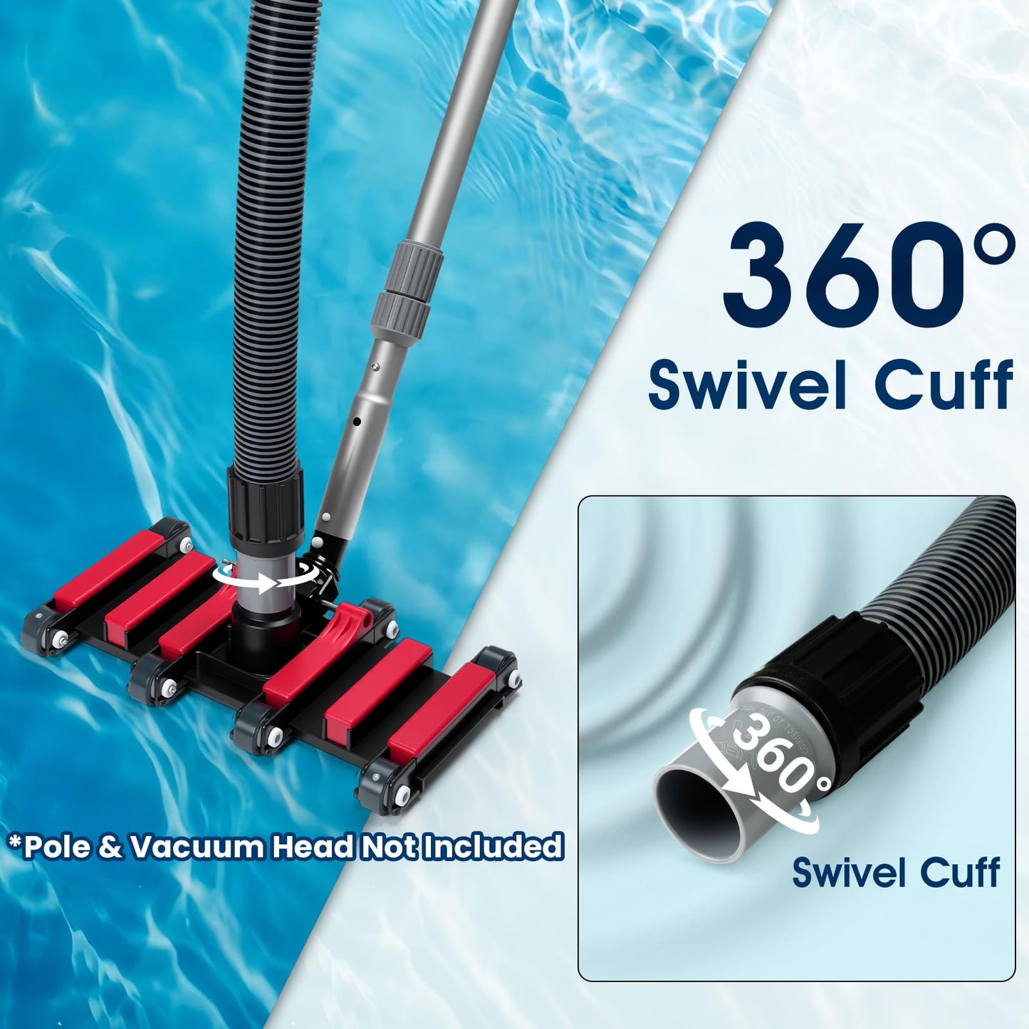 Sepetrel Manual Pool Vacuum Hose 1-1/2" x 35ft, Kink-Free Swivel Cuff Heavy Duty Spiral Wound Pool Cleaner Hose for Inground & Above Ground Pools, Skimmer,Not for Automatic Cleaners