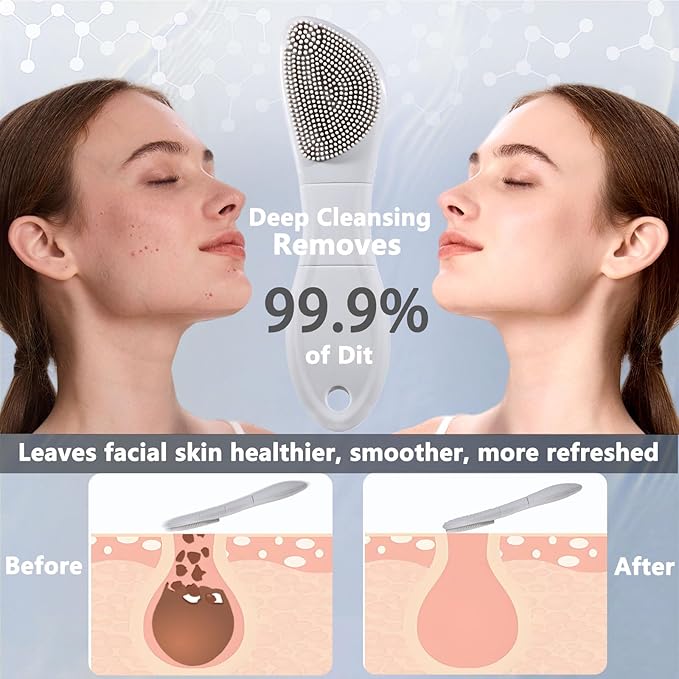 Silicone Face Scrubber Black Head Remover for Face- Appliances for Removing Make-up for Deep Cleansing Blackhead Remover Tools Face Spatula Makeup Removal Washing Brushes Pore Cleaner (Gray)