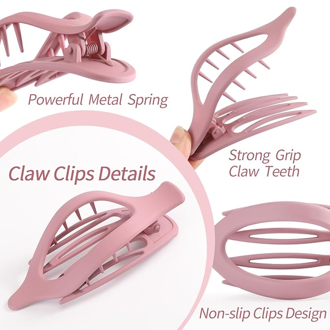 6 Packs Flat Hair Clips, Curved Claw Clips for Women Girls, Alligator Clips for Thick Thin Hair, Strong Hold Duck Billed Clips,4.7 Inch Hair Barrettes for Styling Sectioning