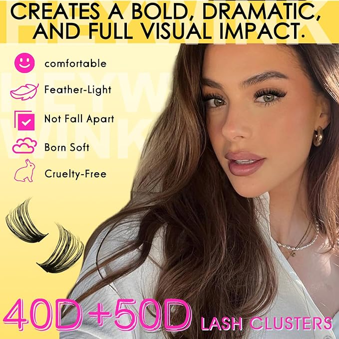 DIY Lash Extension Kit Volume Lash Clusters 40D+50D Individual Lashes Lash Clusters Kit Thick Eyelash Extension Kit Thin Band Lashes Cluster Lash Bond and Seal Tweezers(40D+50D 10-18MM Kit)