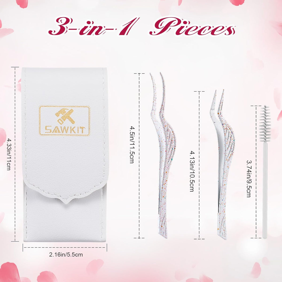 Eyelash Applicator Tool 3-pcs Lash Applicator Tool Set with Eyelash Extension Tweezers, Brush – Professional Eye Lash Applicator Tools for DIY Eyelash Extensions, Cluster Lashes