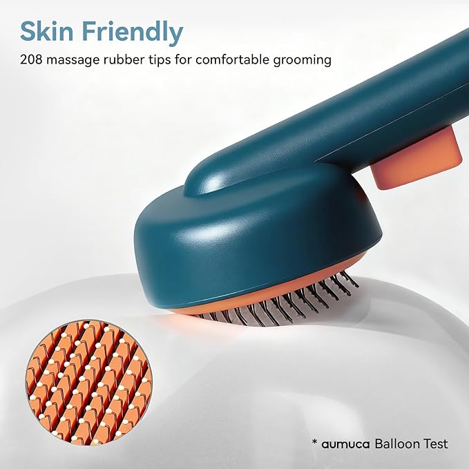 Aumuca Skin Friendly Self-Cleaning Slicker Brush for Dogs & Cats, Gentle Pet Grooming Tool for Shedding & Deshedding, Efficient Hair Remover for Long & Short Haired Pets