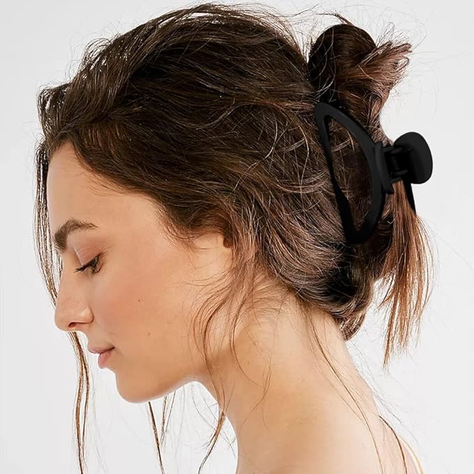 Canitor Hair Clips Set - 4Pcs Black Acrylic Semicircle Claw Clips for Thick & Thin Hair, Women's Hair Accessories