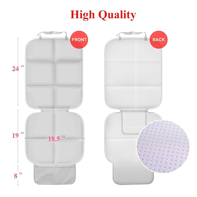 Meolsaek Car Seat Protector for Child Car Seat, Durable 600D Fabric Waterproof Car Seat Cover with Thick Pad Non-Slip Backing，No Imprints (Light Gray-1 pc)