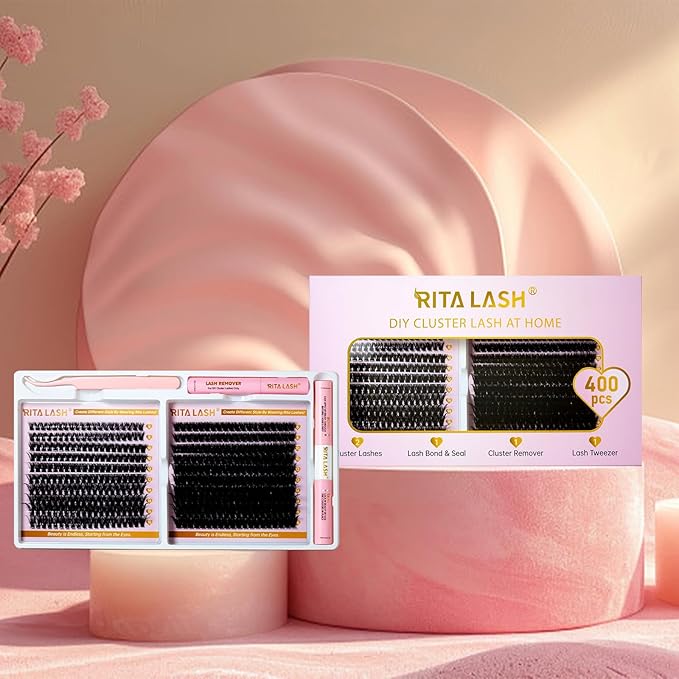 Lash Extension Kit 60D+100D Cluster lash kit Mixed Length D Curl Clusters Eyelash Extension Kit with LashBond & Seal & Remover & Tweezers, Lash Clusters DlY False Eyelashes, Summer Makeup 8-16mm