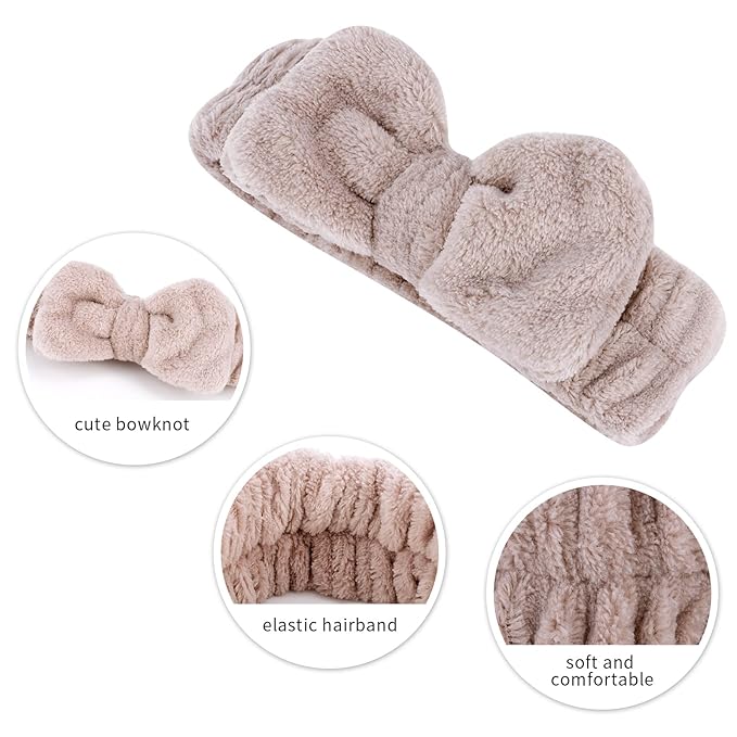 12PCS Spa Headband and Wrist Towels for Face Washing Set, Cute Soft Microfiber Makeup Headband for Women Girls, Highly Absorbent Wristband for Washing Face, Shower Skincare