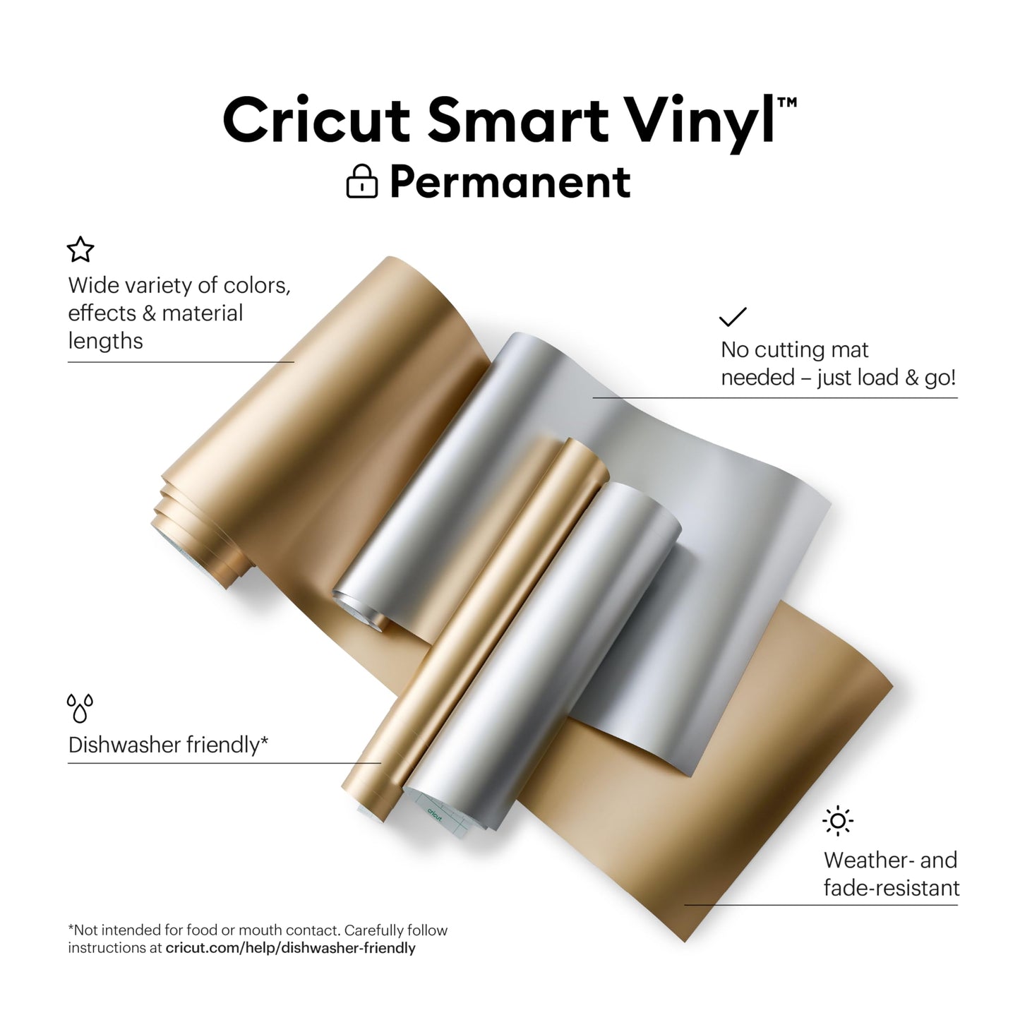 Cricut Smart Permanent Vinyl, Matte Metallic (Champagne) | 3-Pack of 3ft Rolls (13"x36") - Matless Cutting up to 12ft - Compatible with Maker & Explore Machines