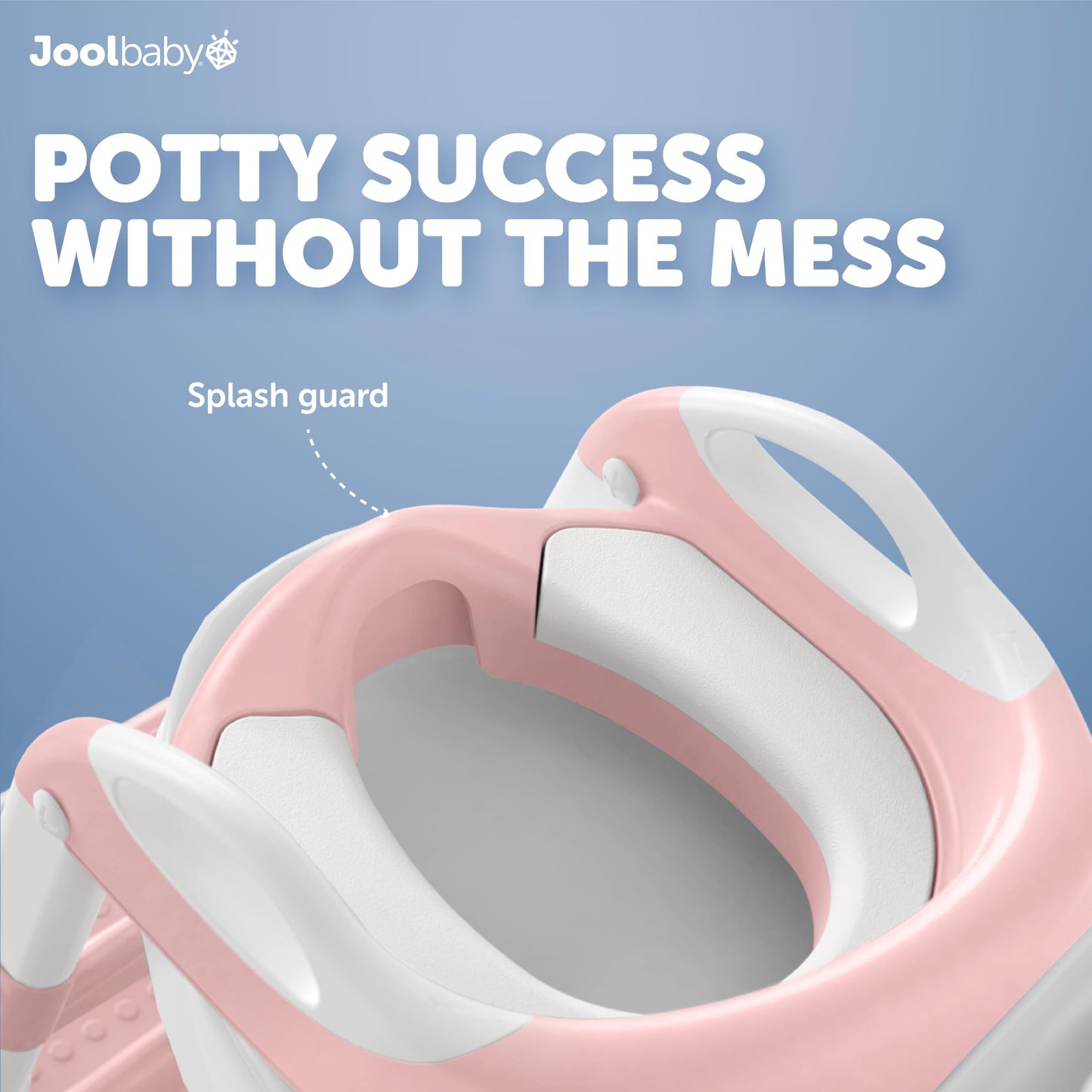 Jool Baby Potty Training Seat with 2 Step Ladder for Toddlers - Splash Guard, Adjustable Height (Pink)