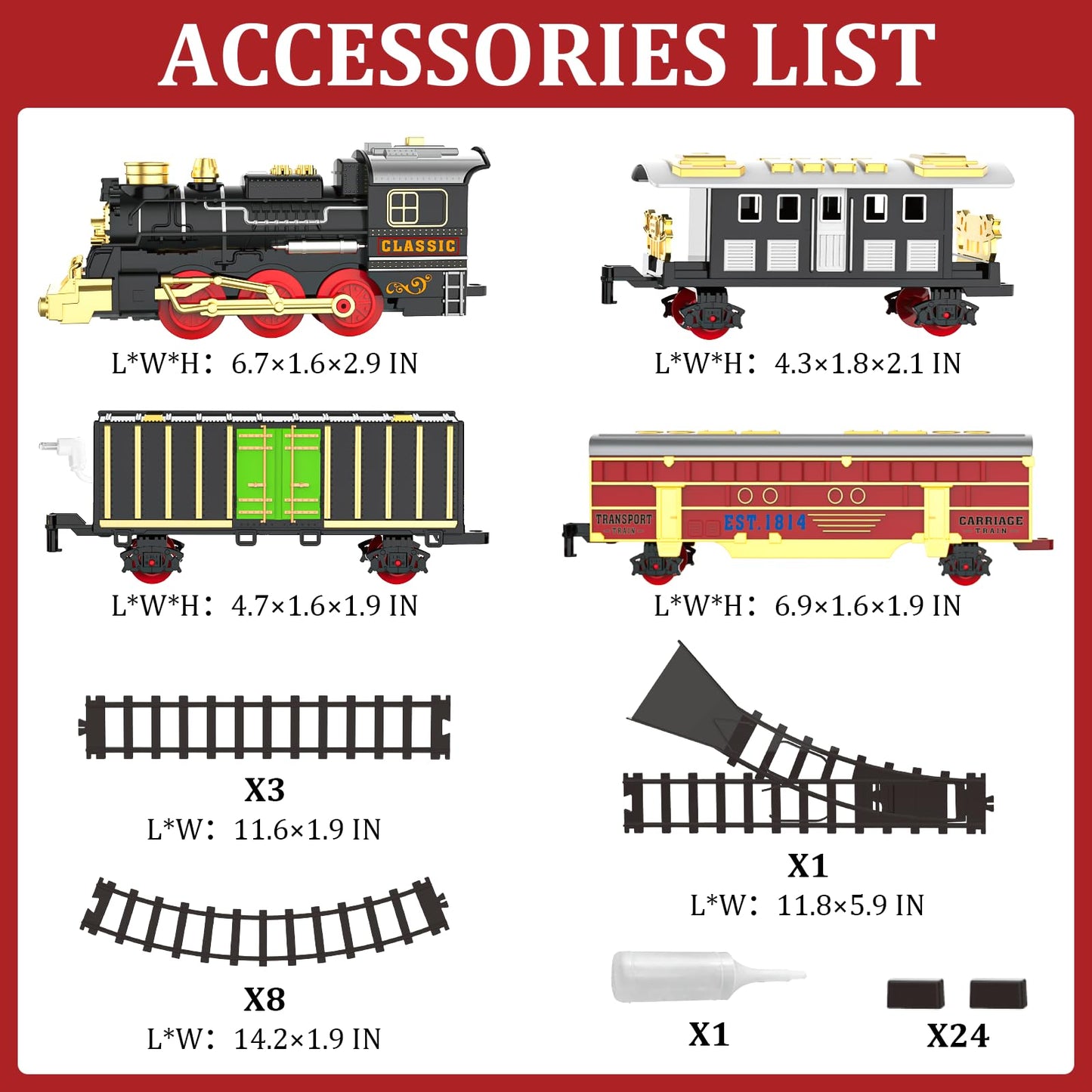 Train Set Train Toys for Boys with Smokes, Lights and Sound (ON/Off), Train Set Under Christmas Tree, Toddler Model Trains for 3 4 5 6 7 8+ Years Old Kids Gifts