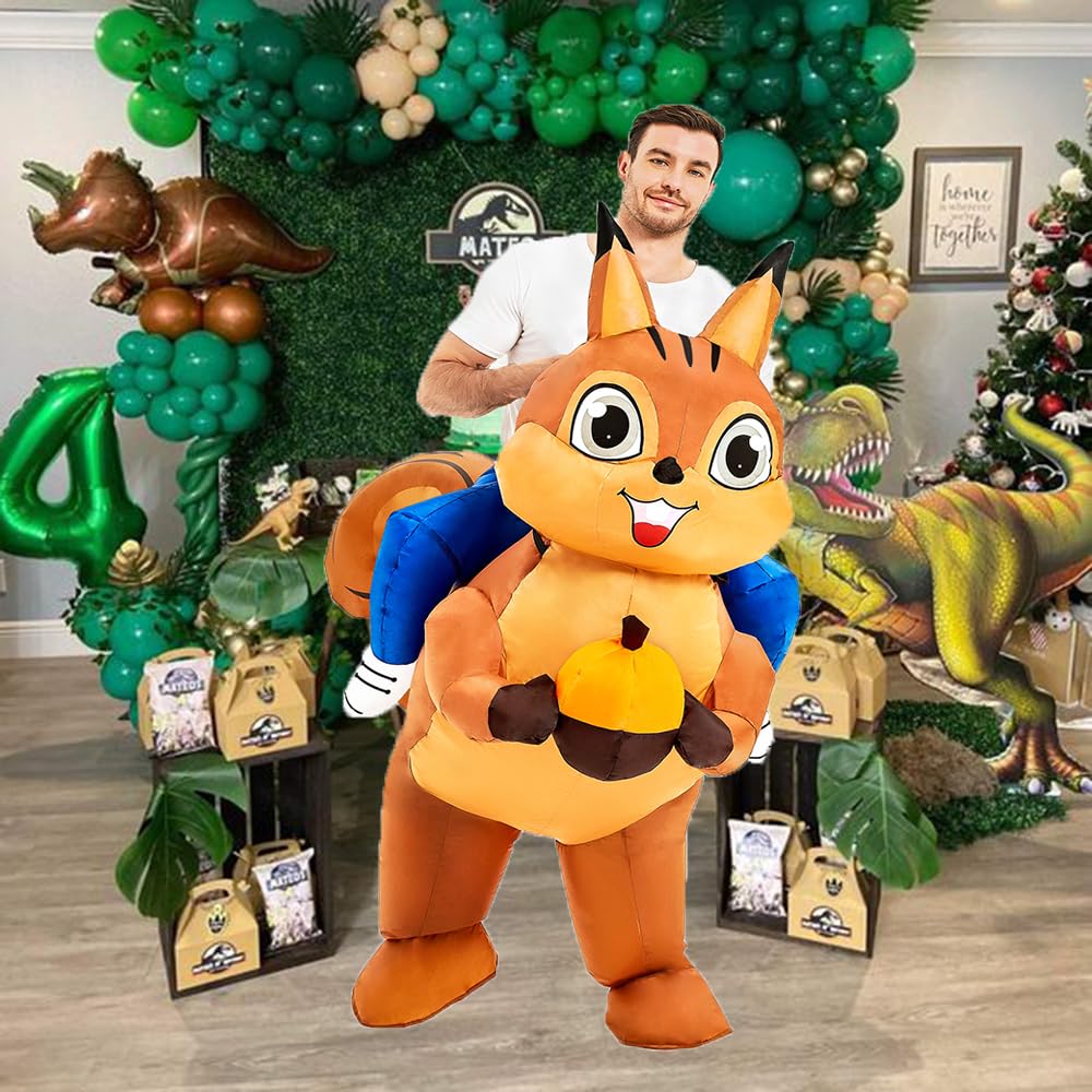 JUROSAICA Inflatable Squirrel Costume Adult Funny Ride On Blow Up Animal Suit Halloween Thanksgiving Christmas Costume For Men Women