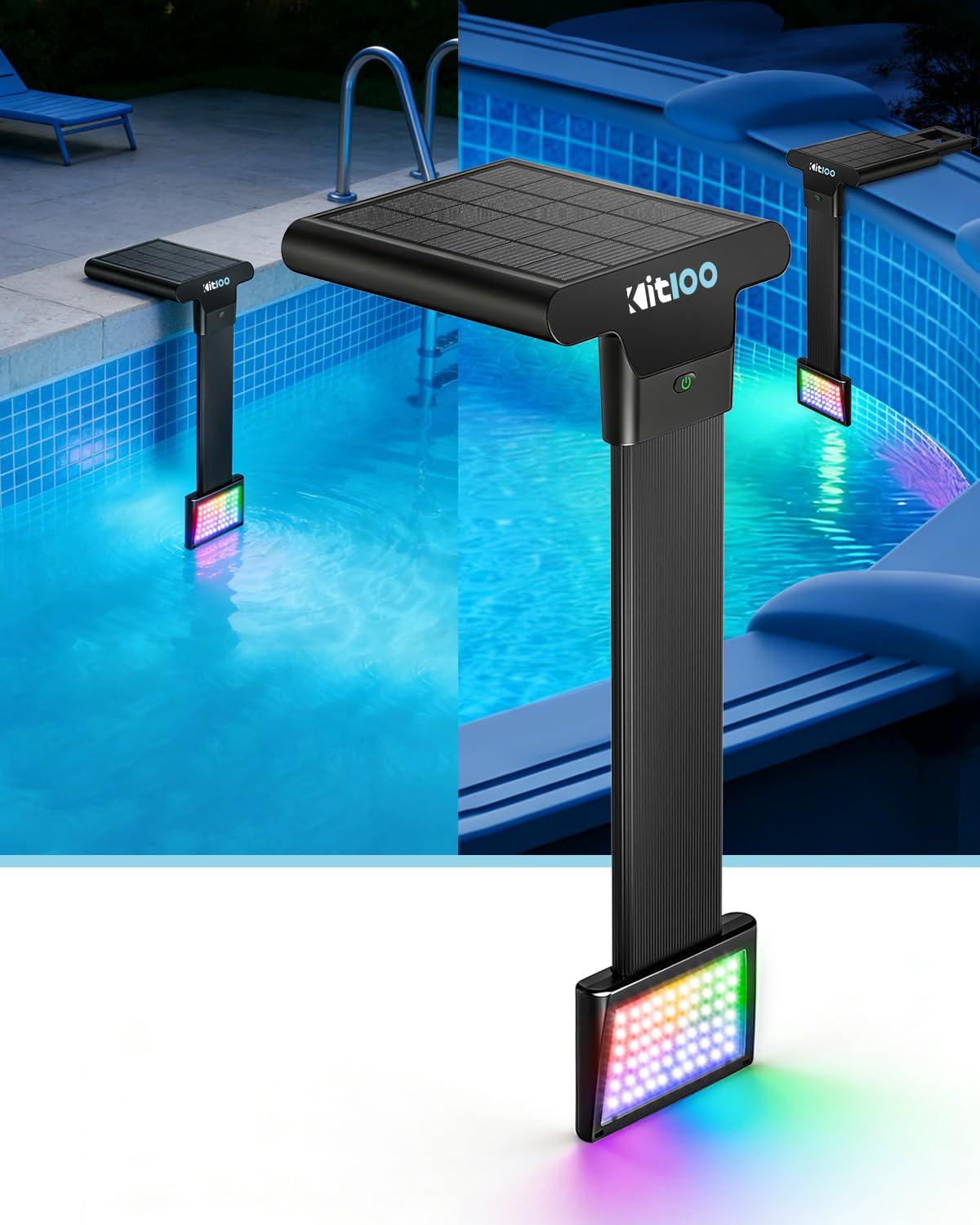 2026 Upgrade Solar Pool Lights Only for Inground Pool & Steel Wall Above Ground Pool, IP68 Waterproof, 17 Lighting, 6800mAh, Underwater Submersible Pool Lights with Remote, for Pool Party(1 Pack)