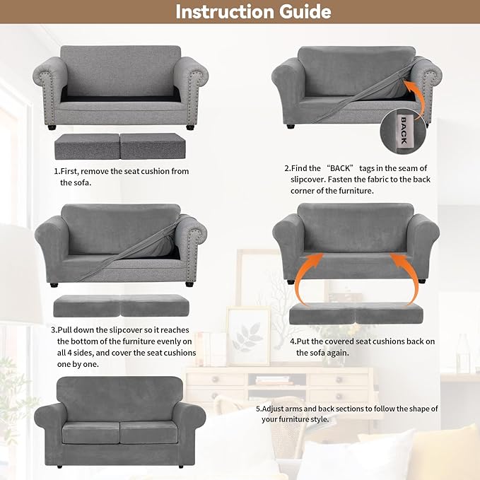 WEERRW Velvet Couch Covers for 2 Cushion Couch Sofa - High Stretch Luxury Velvet Plush 3 Pieces Sofa Slipcovers with Elastic Bottom, Furniture Protector for Pets, Machine Washable, Light Grey, Medium