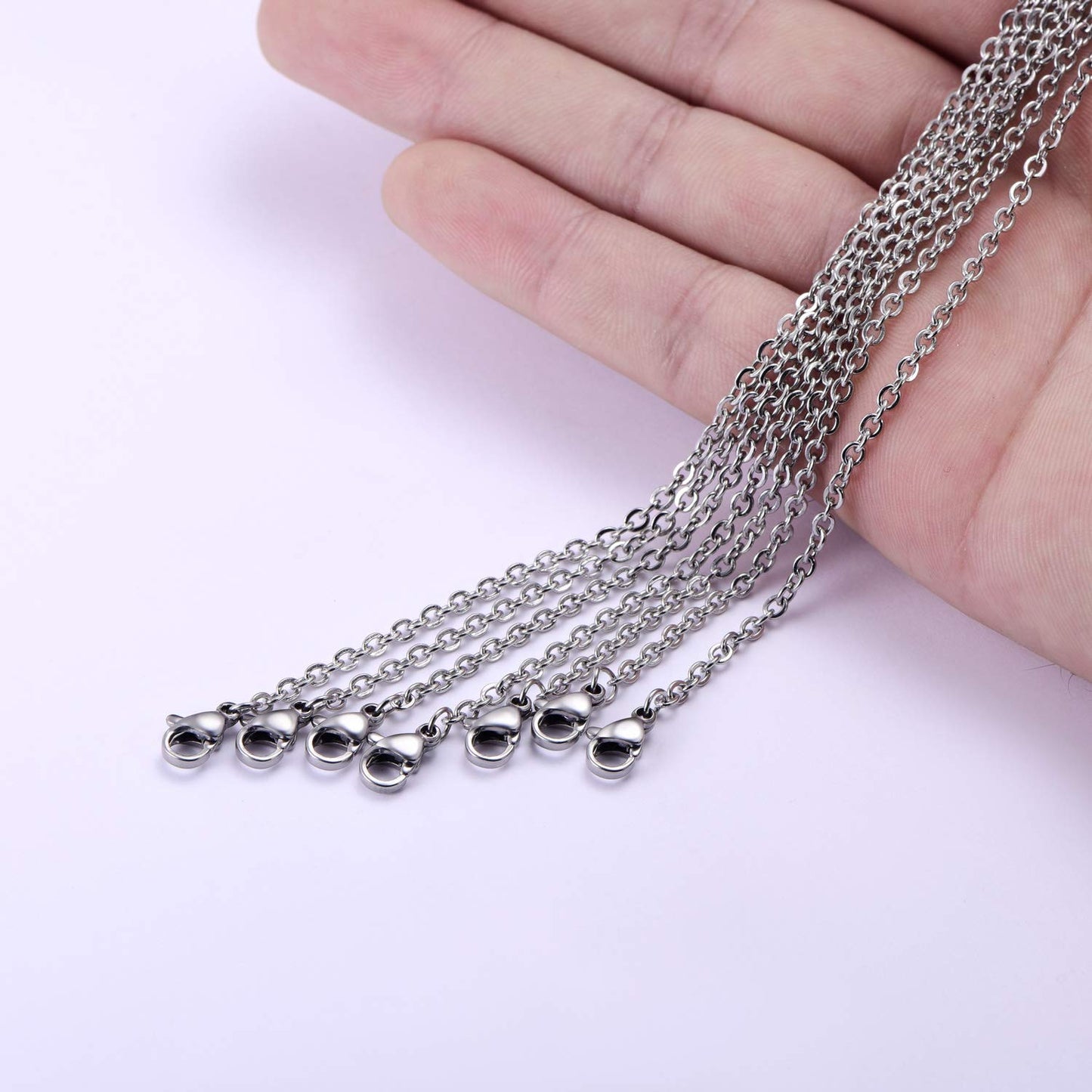 30 Pack 24 Inch Necklace Chain Stainless Steel Link Cable Chain Necklace with Lobster Clasps for DIY Jewelry Making