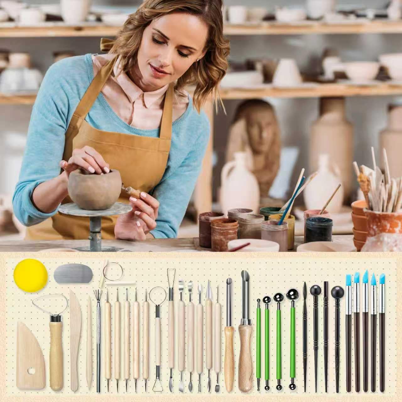 36 PCS Clay Tool, Clay Sculpting Tools Kit, Pottery Tools Can be Used for Stippling, Carving, Molding, and Shaping Clay Crafts, for Beginners, Hobbyists, Artists