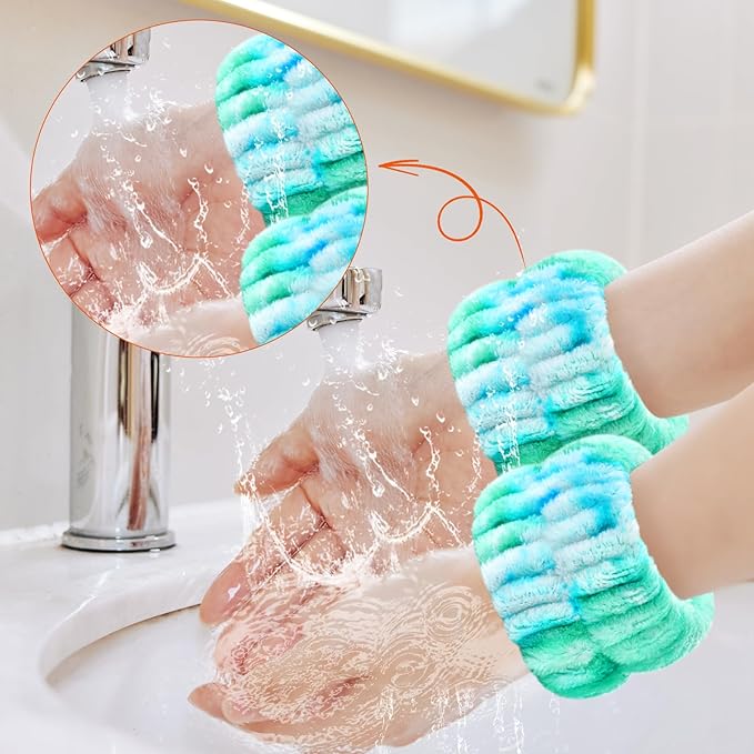 8pcs Wrist Bands for Washing Face Wash Wristbands Wrist Towels Arm Bands for Skincare Makeup Wrist Cuffs Spa Wrist Scrunchies