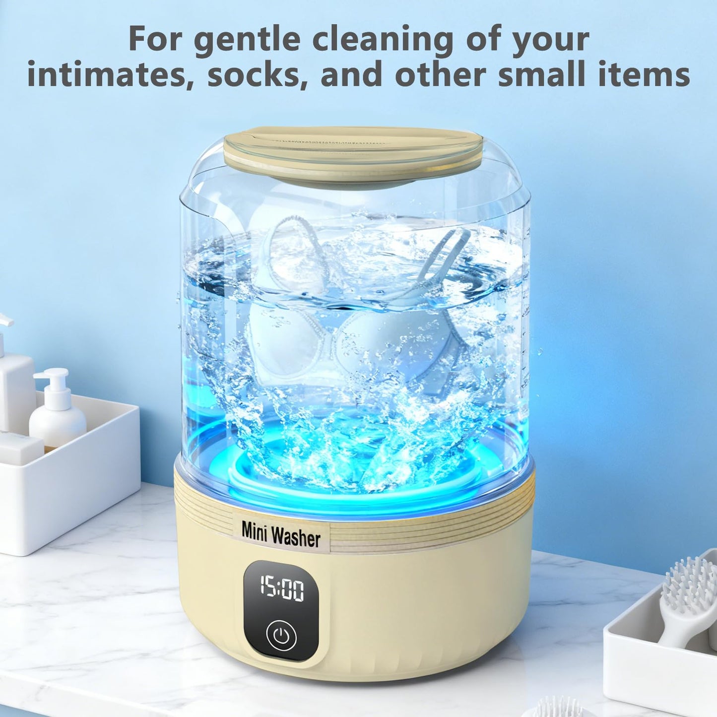Underwear Washing Machine,2025 Upgrade Mini Washer Deeply Cleans Small Laundry Items, Socks, Underwear, Baby Clothes,Portable Washing Machine is Suitable for, Apartments, Hotels, Travel