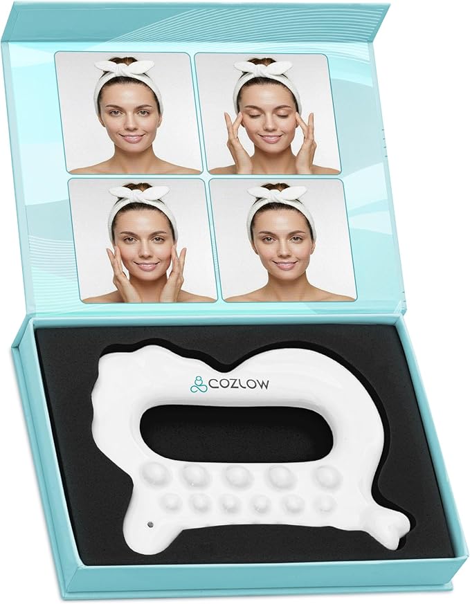 COZLOW Ceramic Gua Sha Massage Tool for Face & Body - Premium Muscle Scraping Tool for Lymphatic Drainage & Fascia Massage - Trigger Point Massager for Body Sculpting & Contouring - Style B