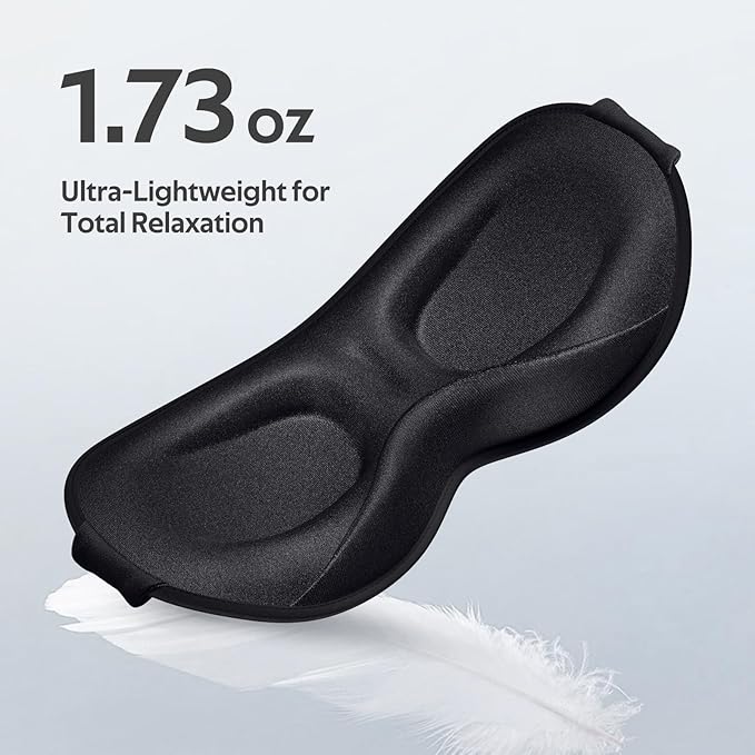 Sleep Mask for Men Women - 100% Blackout Eye Masks for Sleep - 3D Soft Sleeping Mask for Side Sleepers - Zero Pressure Lash Extensions Eye Cover Shade for Airplane Travel Essentials, Black
