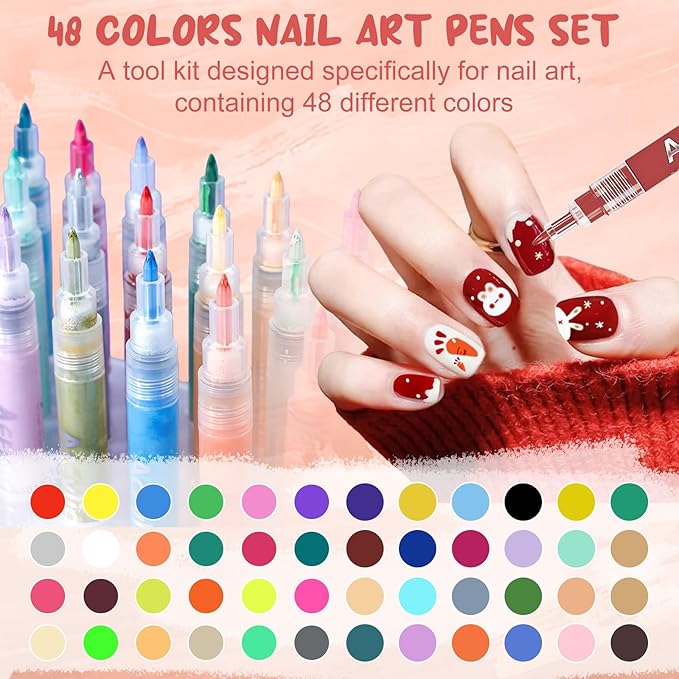18 Color Nail Art Pens for Painting Nails, 0.7 MM Nail Polish Pens Set Drawing Point Liner Acrylic Painted Pen Kit, Waterproof Quick-drying Nail for DIY Design Manicure Tools