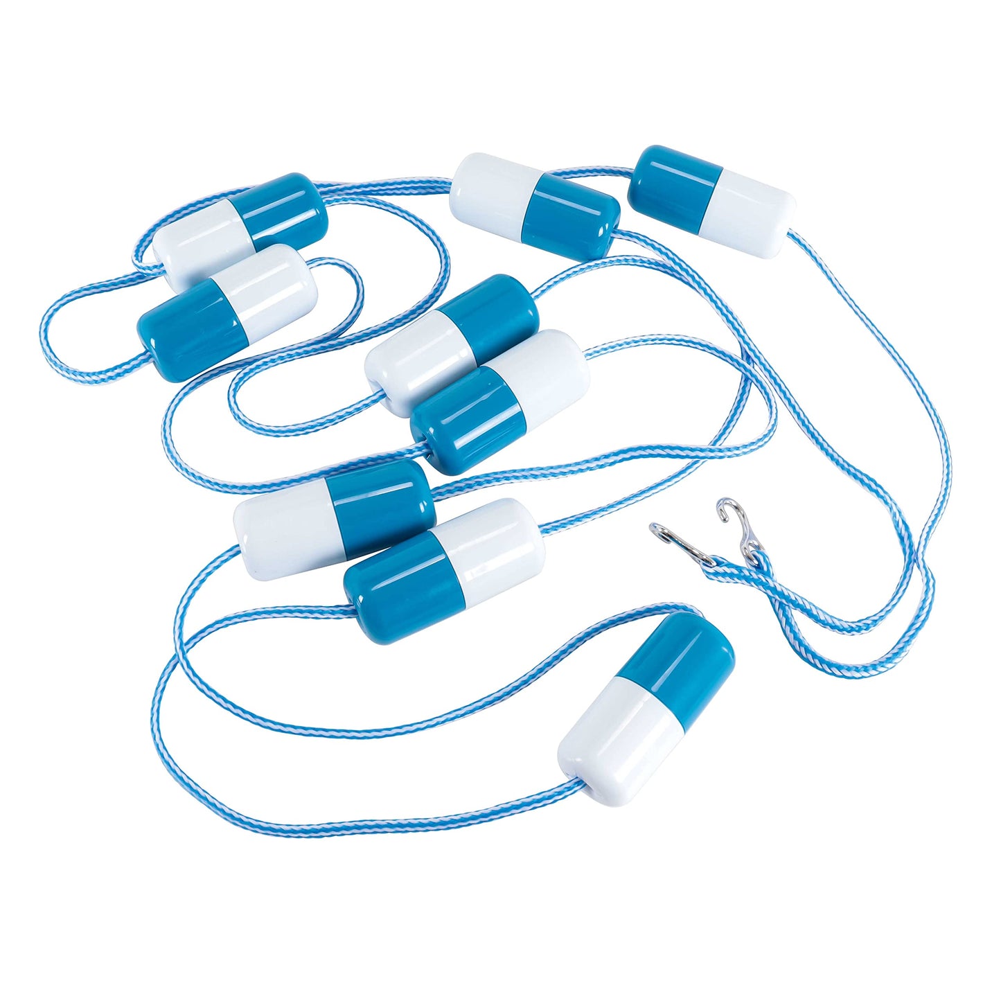 U.S. Pool Supply Pool Rope Floats To Divide Pool - Adjustable 16 to 20 Feet Safety Rope with Floating Buoys - Inground Swimming Shallow and Deep End Divider Barrier - Braided Polymer with Anchor Hooks