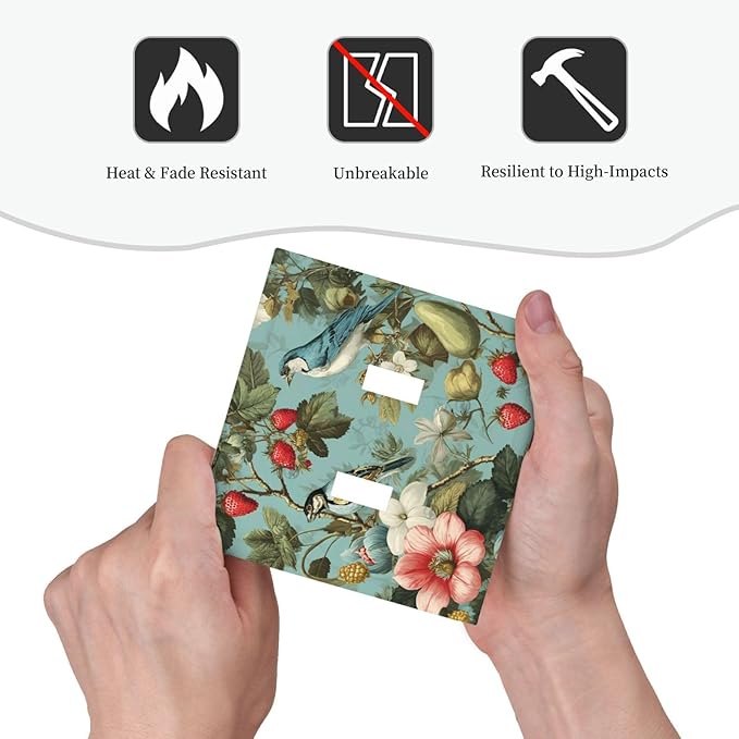 Bvtewkhz William Morris Flower 2 Gang Double Toggle Wall Plate Cover Decorative Light Switch Covers Electrical Faceplate Switch Plates for Bathroom Kitchen Home