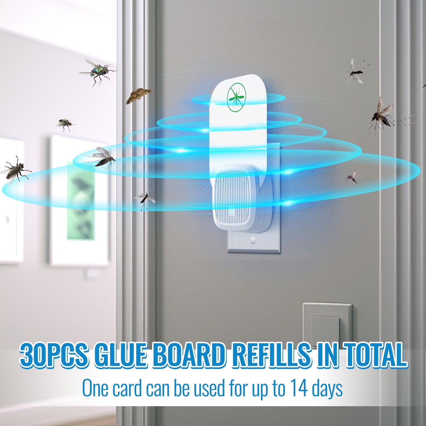 Qualirey 30 Pack Flying Insect Trap Refill Compatible with VEYOFLY Fly Trap VF01, Glue Board Bug Catcher, Replacement Sticky Glue Cards for Insect Bug Mosquito Gnat Fruit Fly Traps Indoors (Classic)