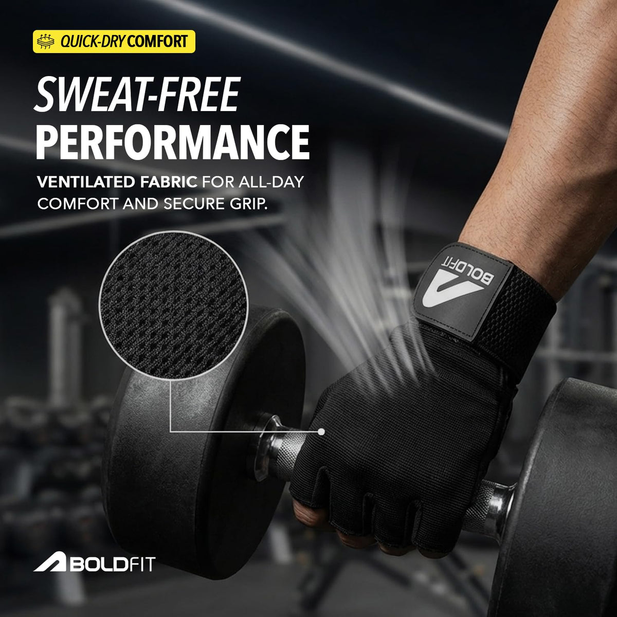 Boldfit Gym Gloves for Men & Women with Wrist Support Accessories for Weightlifting, Training, Exercise, Cycling Gloves, Bike Riding Gloves- Warrior -L, Polycotton Blend, Black, Large (8" - 8.5")