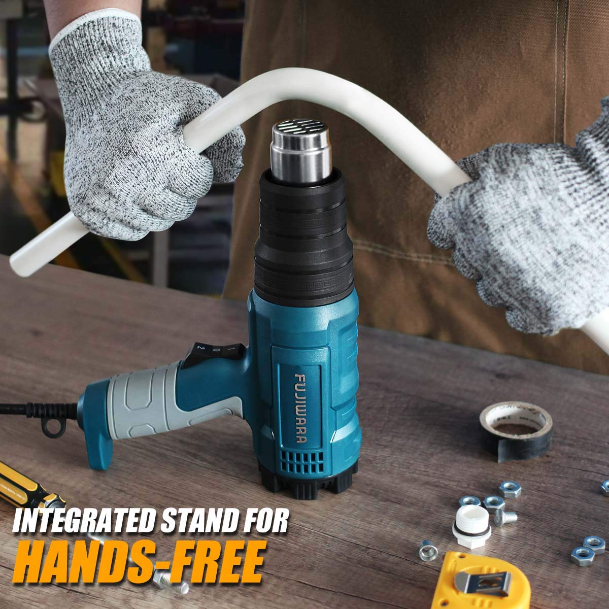 Heat Gun Kit 1500W with Dual-Temperature 5 Nozzles,Hot Air Gun 122ᵒF-1022ᵒF Heating in Seconds for DIY Shrink PVC Tubing/Wrapping/Crafts,Stripping Paint (1500W 2 Gears Temp Setting)