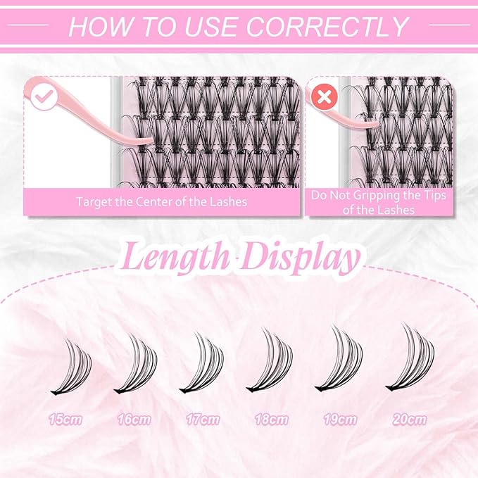 Individual Lashes 15-20mm Mix Cluster Lashes 240pcs DIY Lash Extension C Curl Lash Clusters Soft Individual Lash Extensions Eyelash Clusters Wispy Cluster Eyelash Extensions (20D-0.07C, 15-20mm)