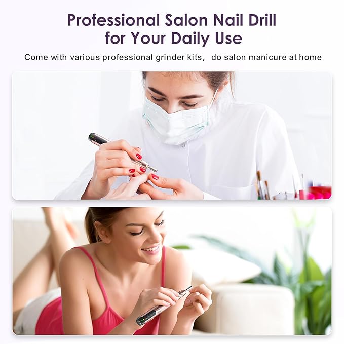 COSLUS C20 Cordless Nail Drill Electric File: Professional for Acrylic Gel Dip Powder Nails Portable Nail Drill Machine Kit for Manicure Pedicure Nail Set with Everything Rechargeable Lightweight
