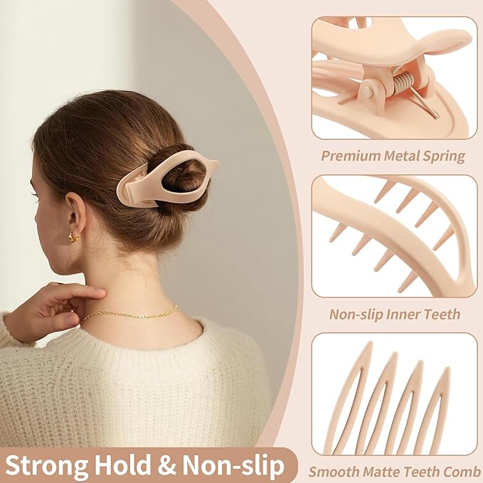 9 Pack Flat Hair Clips for Women, Matte Claw Clips for Thick & Thin HairÃ¯Â¼ÂYellow)