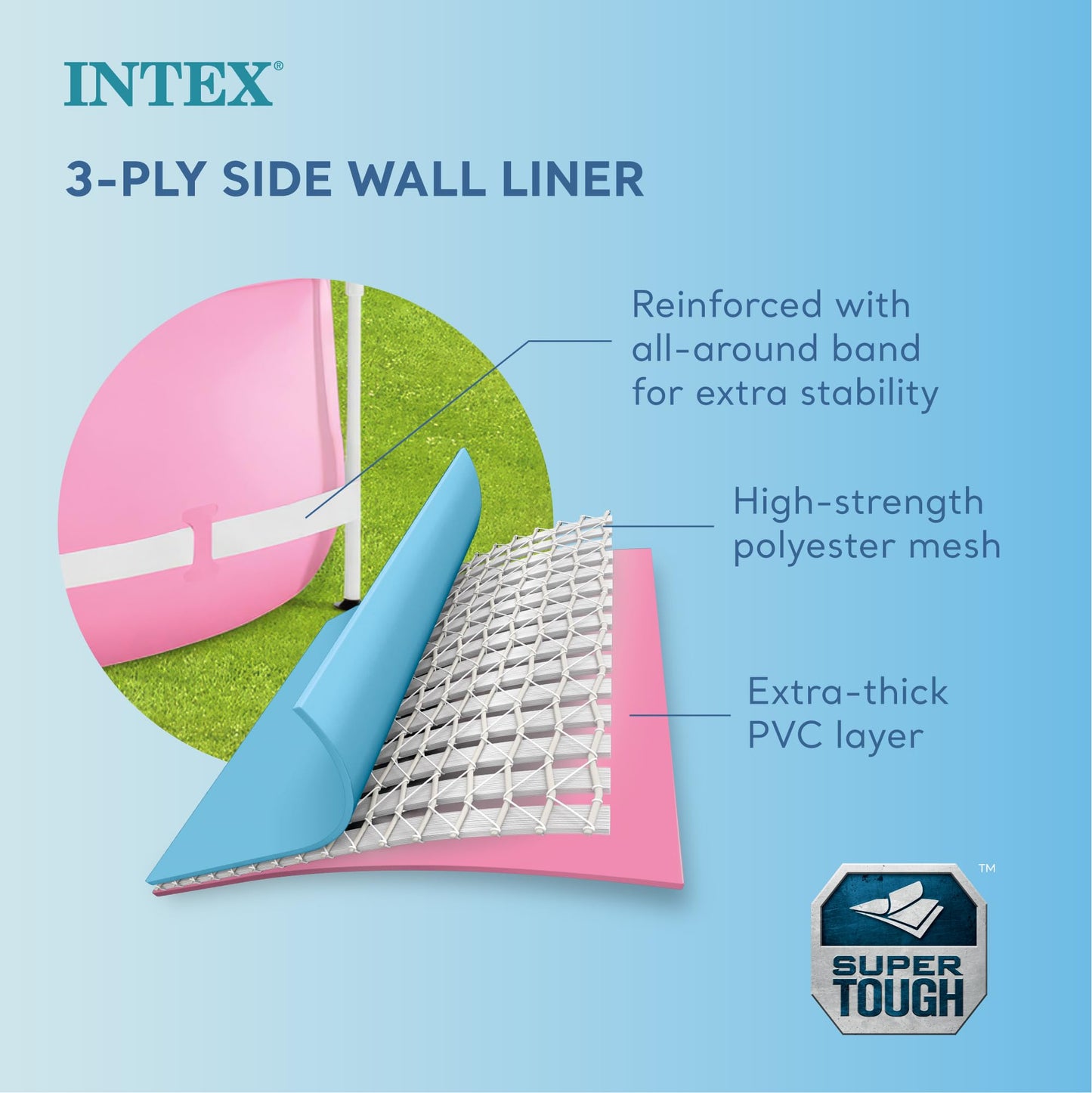 Intex 28290EH 8 Feet by 30 Inches Easy to Assemble Large Round Metal Frame Above Ground Swimming Pool with Dual Suction Outlet Fittings, Pink
