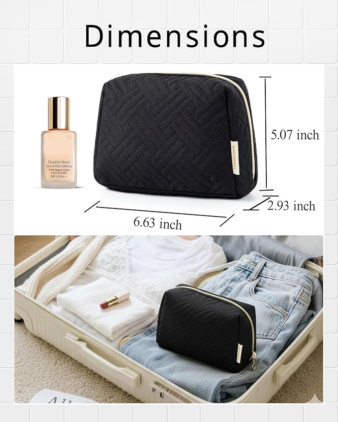 BAGSMART Small Makeup Bag, Travel Cosmetic Bag Make Up Pouch Small Travel Zipper Pouch,Water-resistant Toiletry Bag,Makeup Organizer Bag for Women, Black