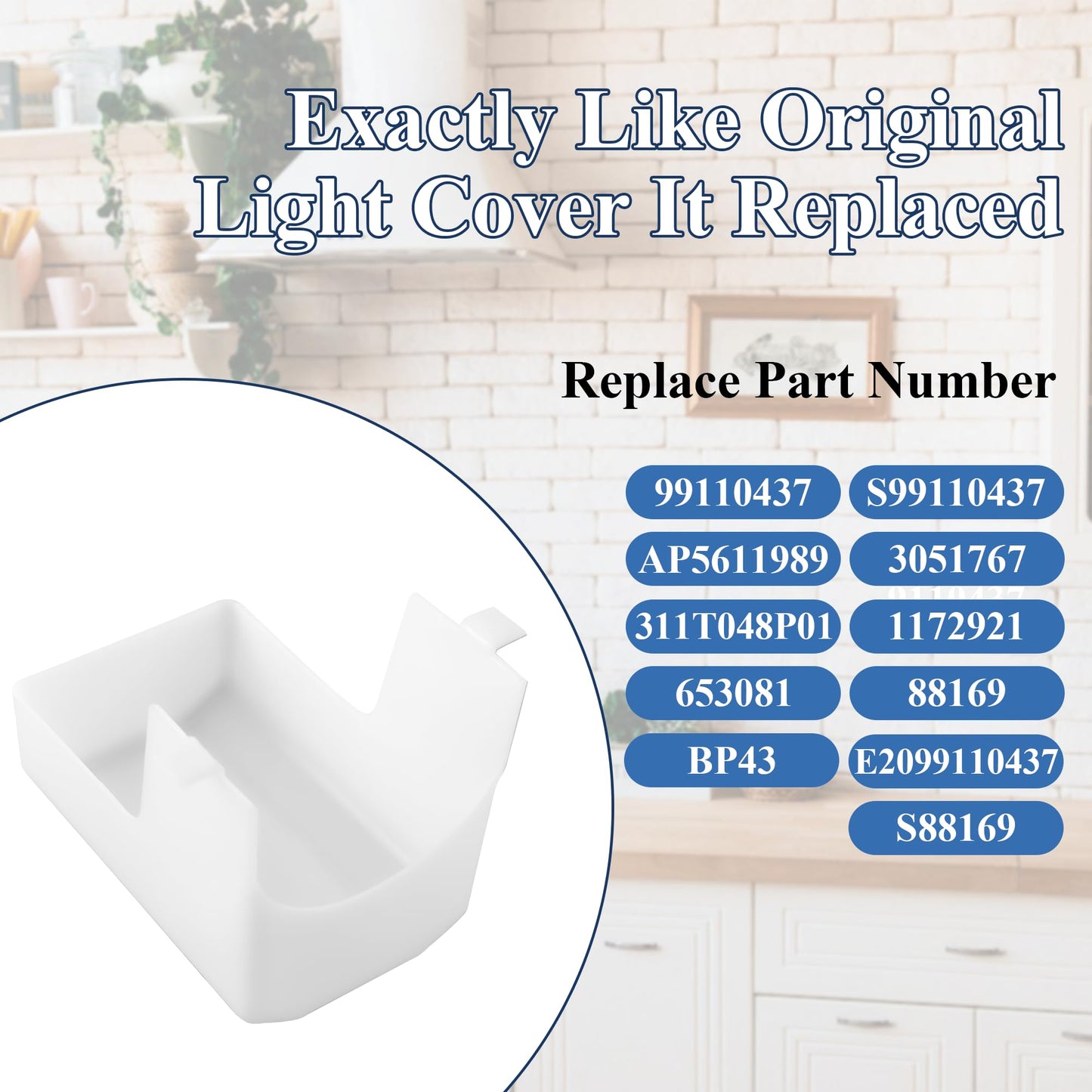 99110437 Range Hood Light Cover fit for Broan Nutone 41000 40000 42000 45000 BP43 S99110437 99110437 fit for Broan Range Hood Light Cover prime&swift