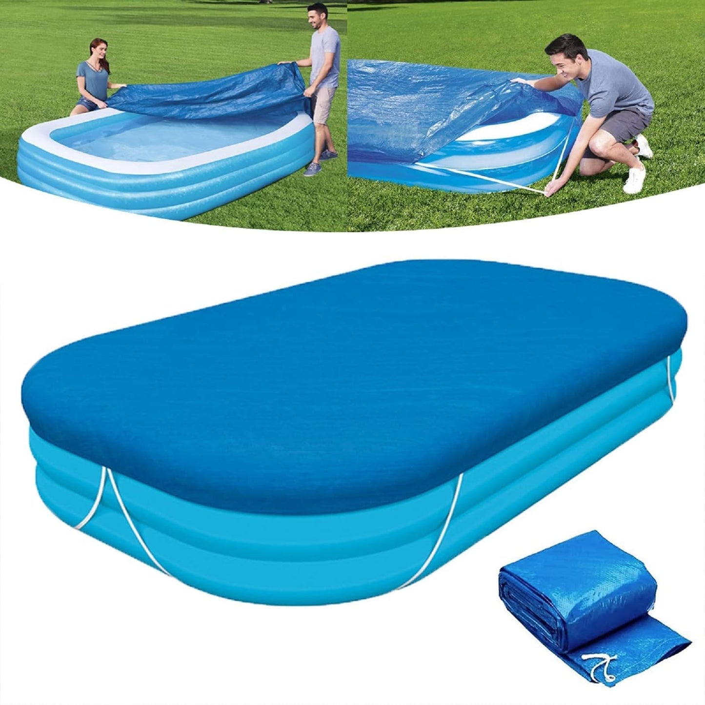 Rectangular Pool Cover, Fits 120 in x 72 in Inflatable Swimming Pool, Above Ground Pool Covers, Inflatable Pool Cover for Outdoor Paddling Family Pools (Swimming Pool Cover)