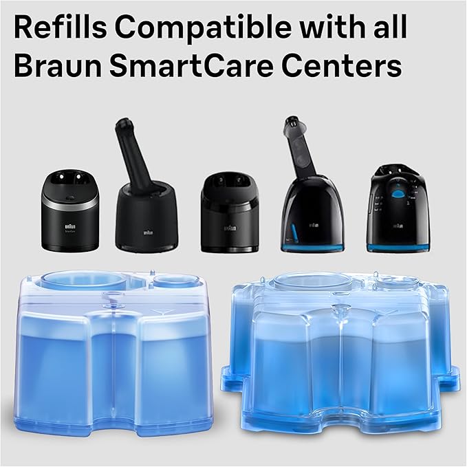 Braun Clean & Renew Refill Cartridges CCR, Replacement Shaver Cleaner Liquid Solution for Clean&Charge System, Pack of 4