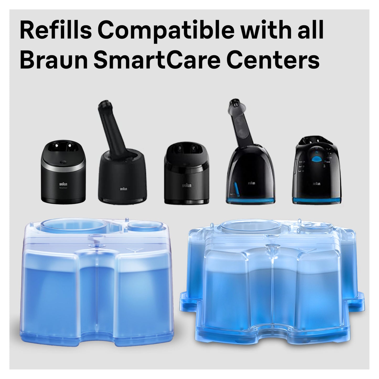 Braun Clean & Renew Refill Cartridges CCR, Replacement Shaver Cleaner Liquid Solution for Clean&Charge System, Pack of 4
