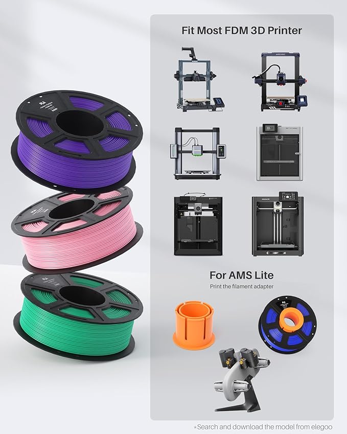 ELEGOO PLA Filament 1.75mm Pink 1KG, 3D Printer Filament Dimensional Accuracy +/- 0.02mm, 1kg Spool(2.2lbs) Fit Most FDM 3D Printers