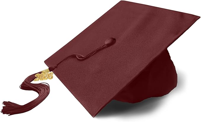 Graduation Cap with 2026 Tassel Year Charm Black Graduation Cap for High School & Bachelor