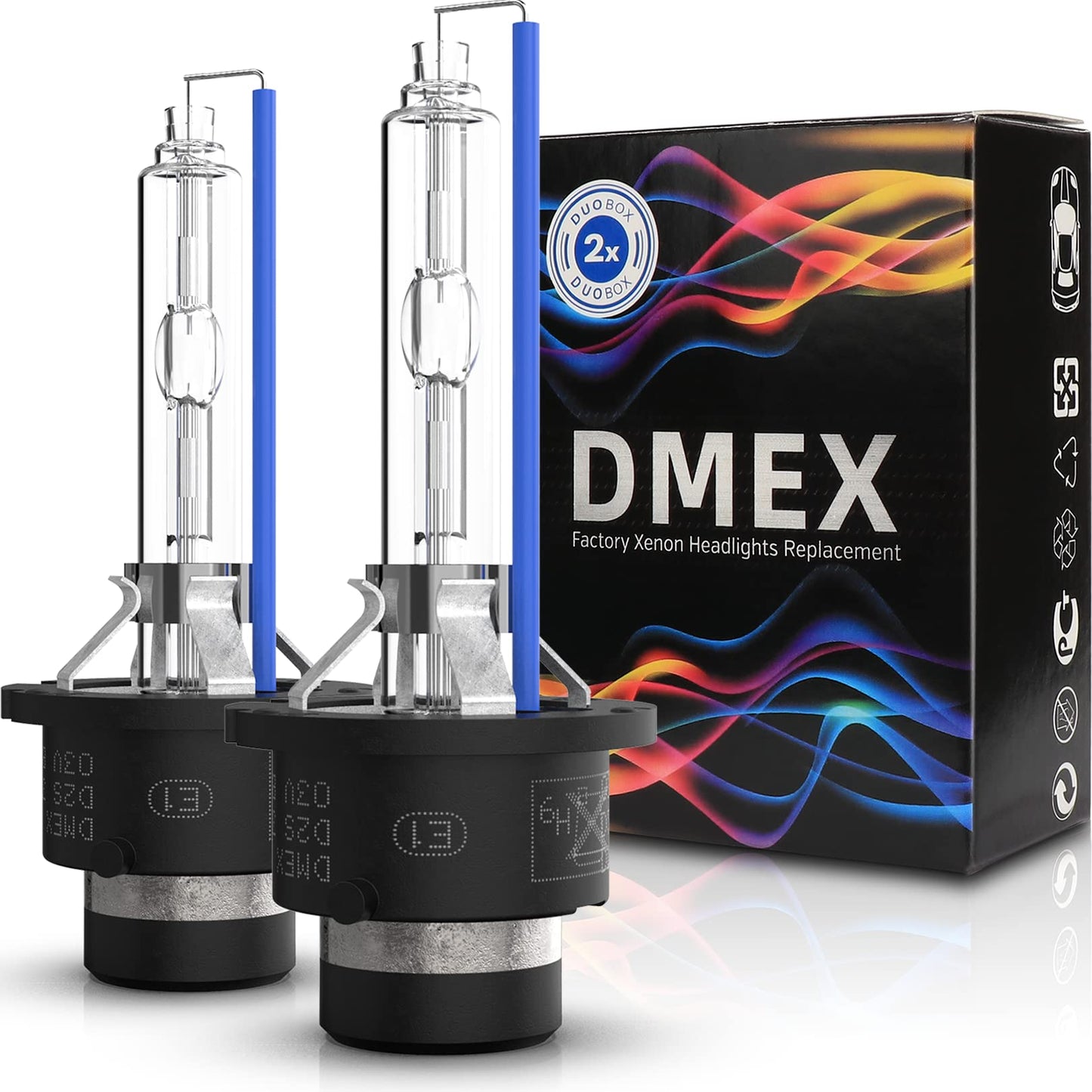 DMEX D2S HID Headlight Bulbs Xenon 35W Replacement 85122 66240 66040 66240CBI - Pack of 2, 6000K Cool White (Not fit Halogen Headlight)