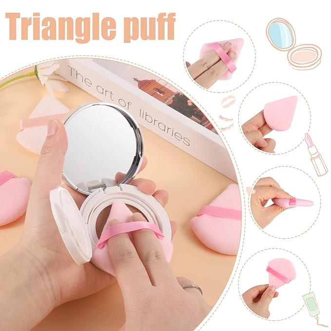 Pimoys 6 Pieces Powder Puff Face Triangle Makeup Sponge Soft Powder Puffs for Loose Powder Foundation Sponge Setting Powder Puff Makeup Tool