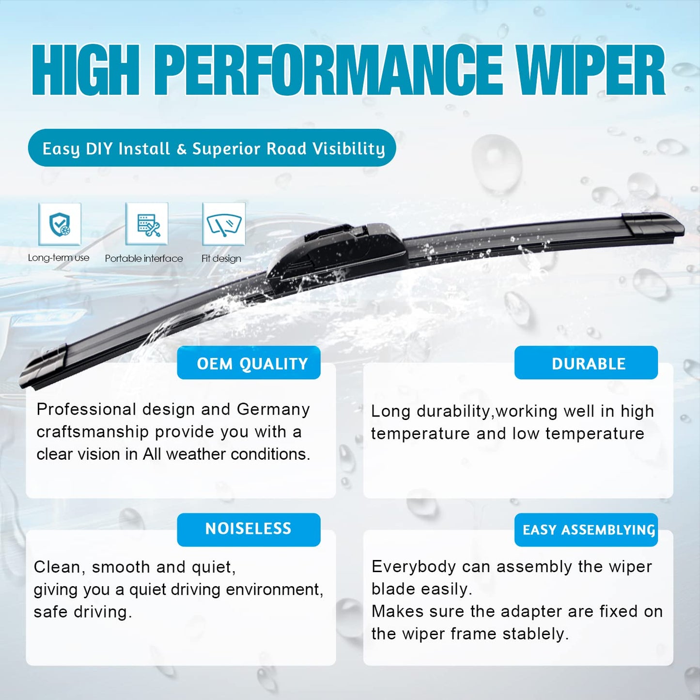 OEM Windshield Wiper Blades Replacement for Kia Sorento 2011-2015 Soul 2010-2019 Soul EV 2015-2019, All Weather Original Factory Quality Front & Rear Wipers Set 24"+20"+11" (Pack of 3)